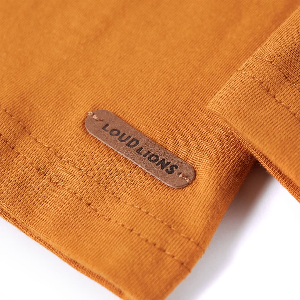 T-shirt manches longues pour enfant taille 92 cm jaune ocre - ocre, 92 (1 5-2 ans) - number 5.