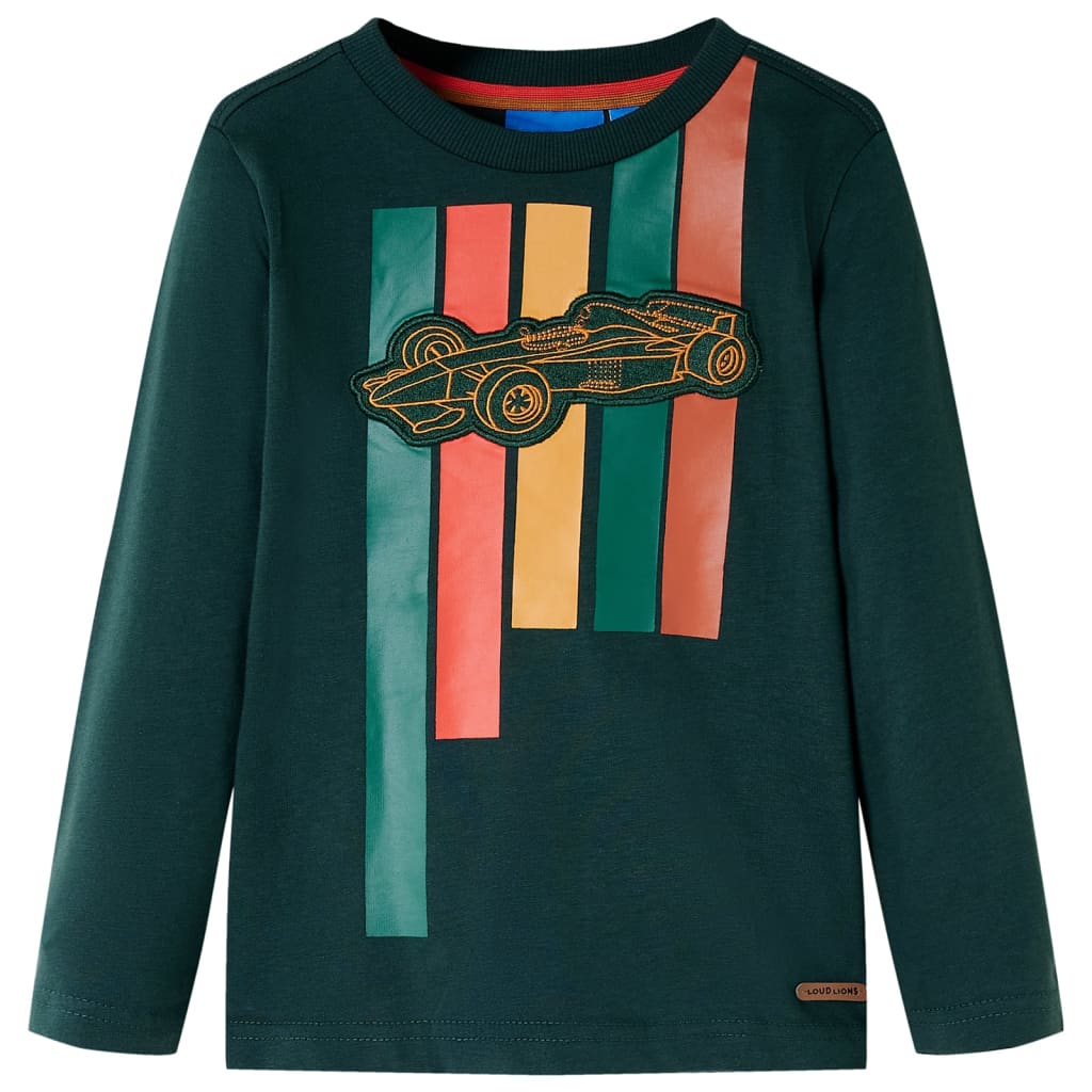 T-shirt à manches longues pour enfant taille 92 cm - vert foncé, 92 (1 5-2 ans) - number 1.