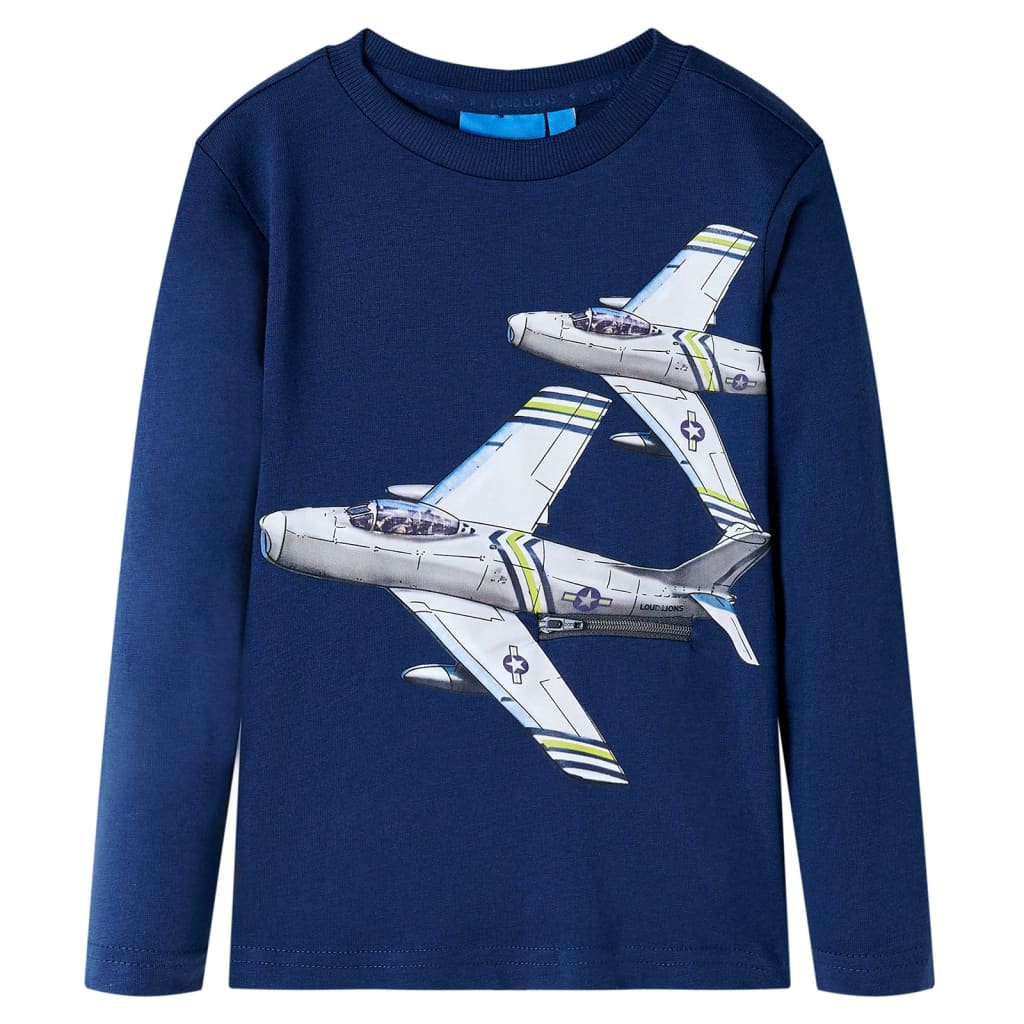 T-shirt manches longues pour enfant taille 92 - bleu marine, 92 (1 5-2 ans) - number 1.
