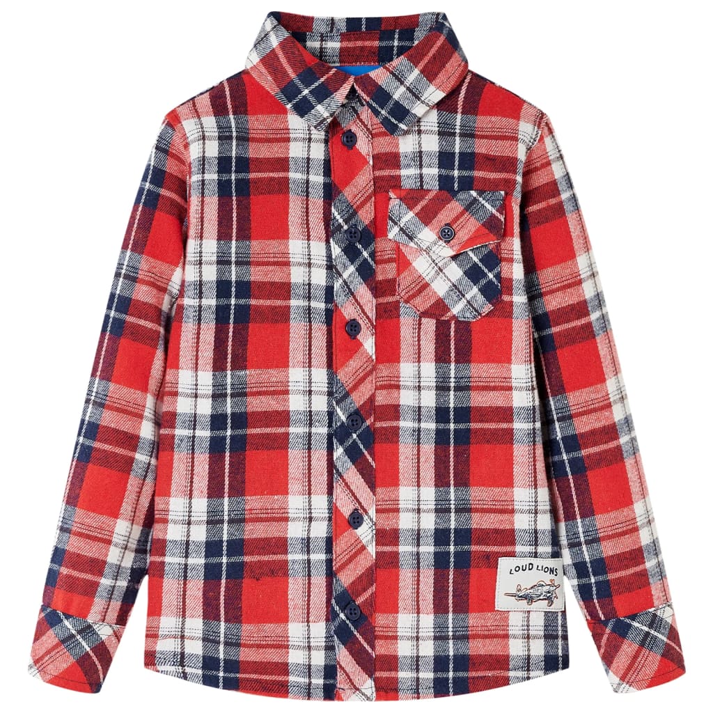 Chemise à carreaux pour enfant rouge et bleu marine taille 92 - 92 (1 5-2 ans) - number 1.