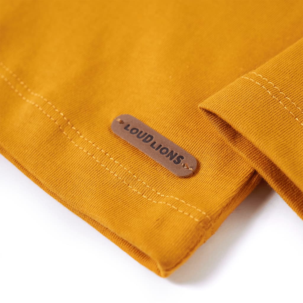 T-shirt manches longues pour enfant taille 92 jaune ocre - ocre, 92 (1 5-2 ans) - number 5.