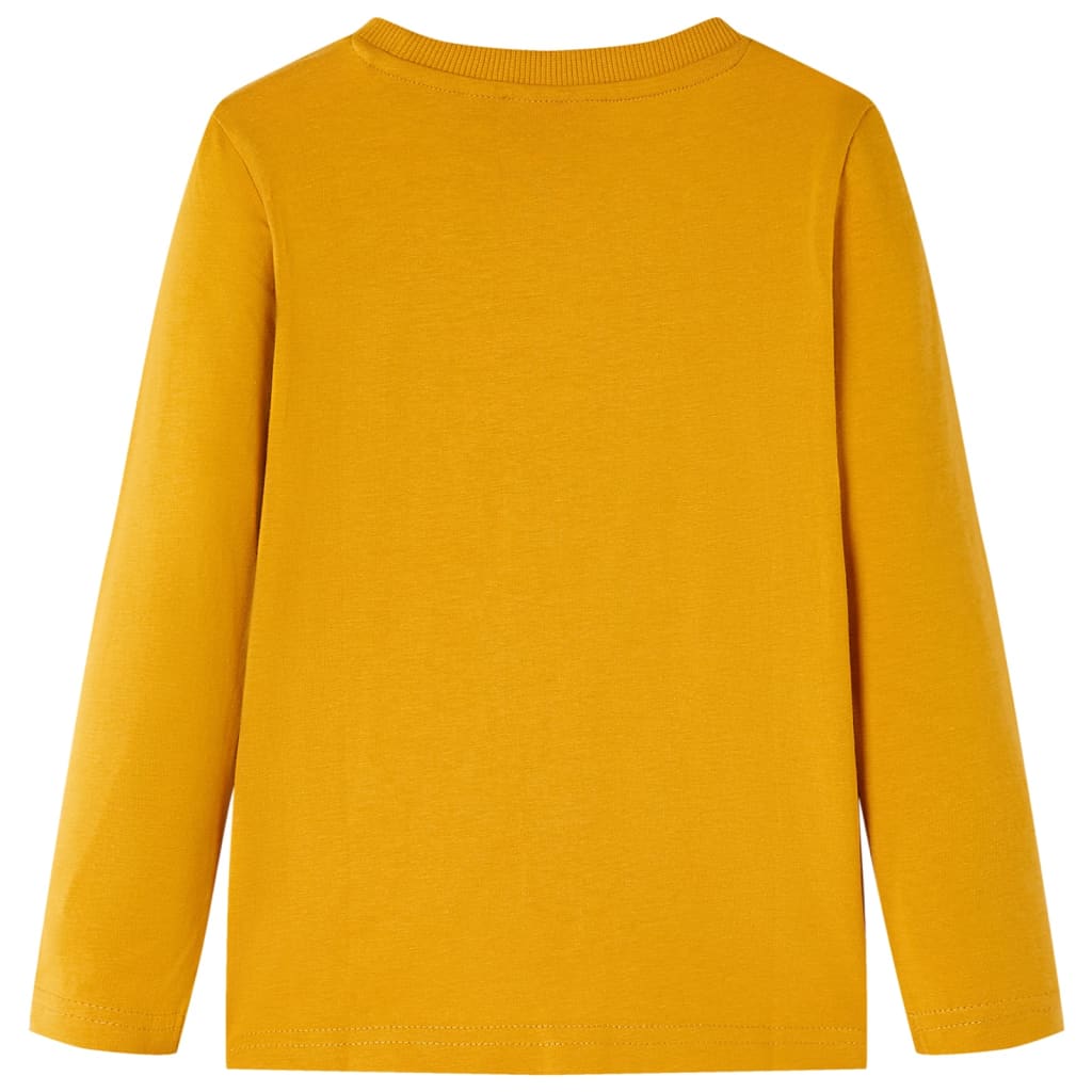 T-shirt manches longues pour enfant taille 92 jaune ocre - bleu marine, 116 (5-6 ans) - number 2.