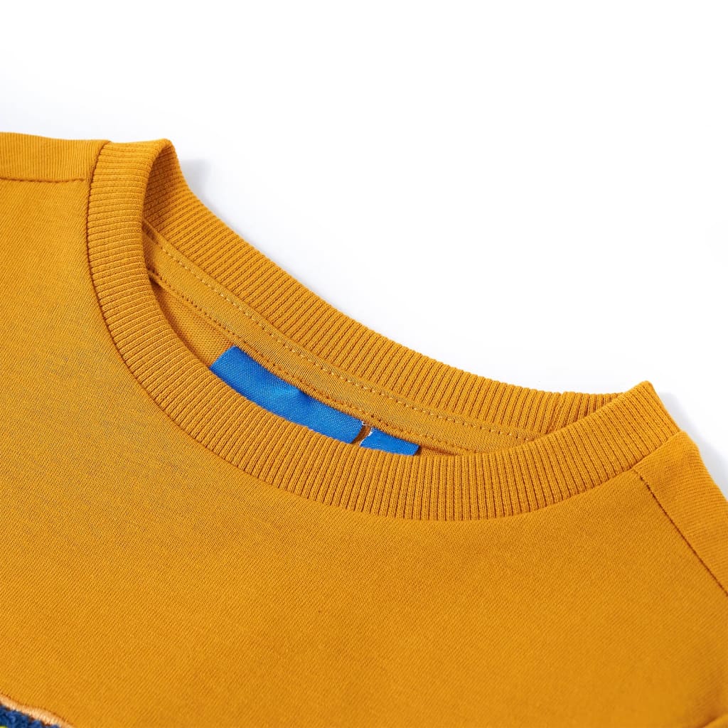 T-shirt manches longues pour enfant taille 92 jaune ocre - bleu marine, 116 (5-6 ans) - number 3.