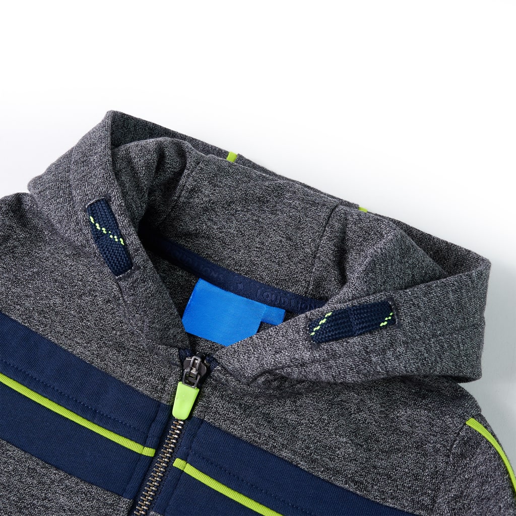 Sweat à capuche pour enfant taille 92 avec fermeture éclair gris chiné - 92 (1 5-2 ans) - number 3.