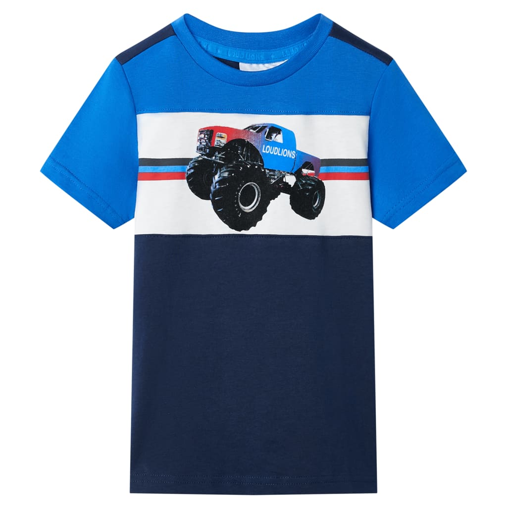 T-shirt pour enfant taille 92 bleu et bleu marine - 92 (1 5-2 ans) - number 1.