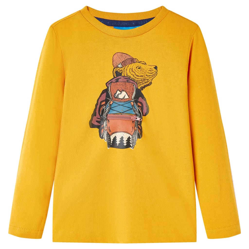 T-shirt manches longues pour enfant taille 92 jaune ocre - ocre, 92 (1 5-2 ans) - number 1.