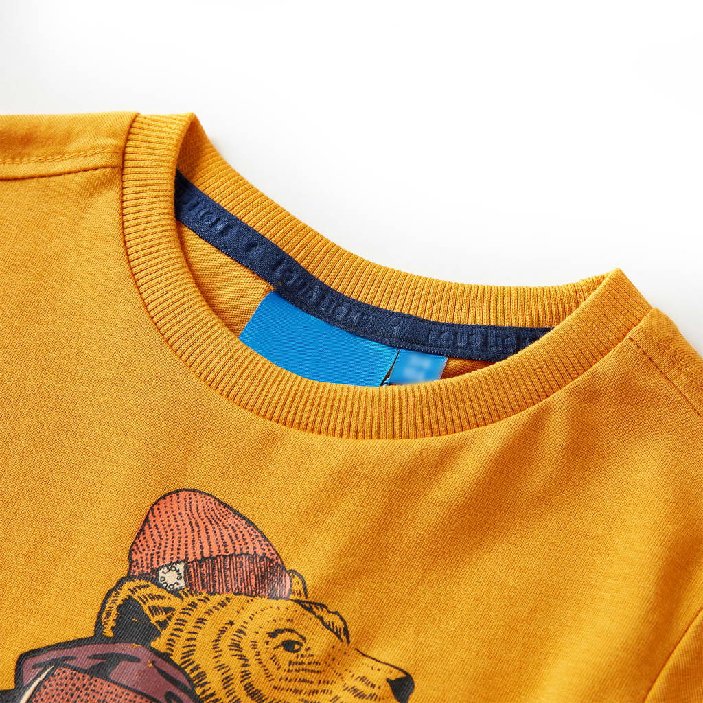 T-shirt manches longues pour enfant taille 92 jaune ocre - ocre, 92 (1 5-2 ans) - number 3.