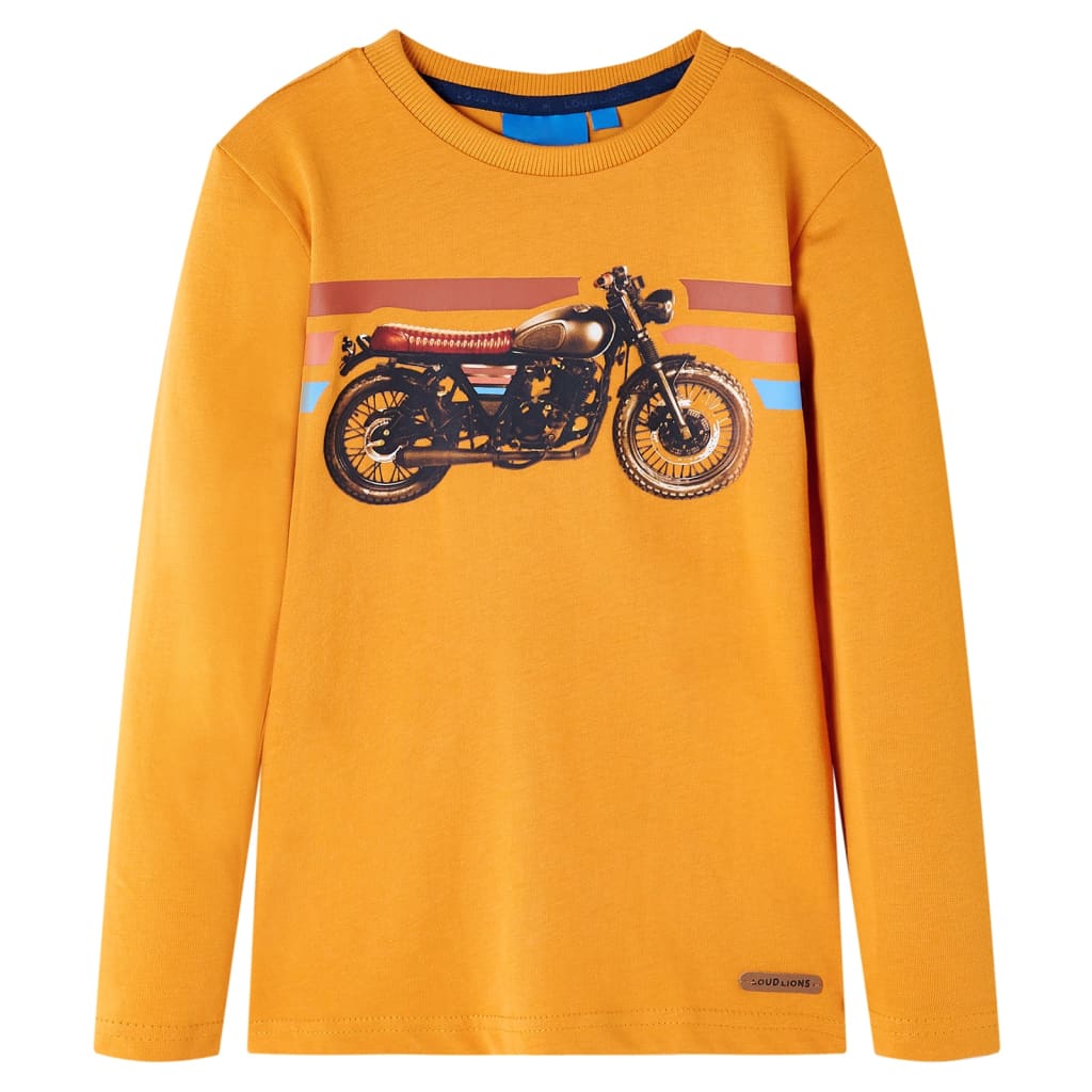 T-shirt manches longues pour enfant taille 92 jaune ocre - ocre, 92 (1 5-2 ans) - number 1.