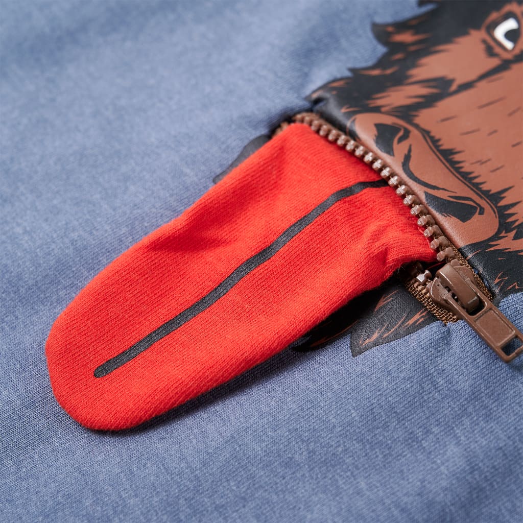 Sweat à capuche pour enfant taille 92 avec fermeture éclair bleu chiné - 92 (1 5-2 ans) - number 5.