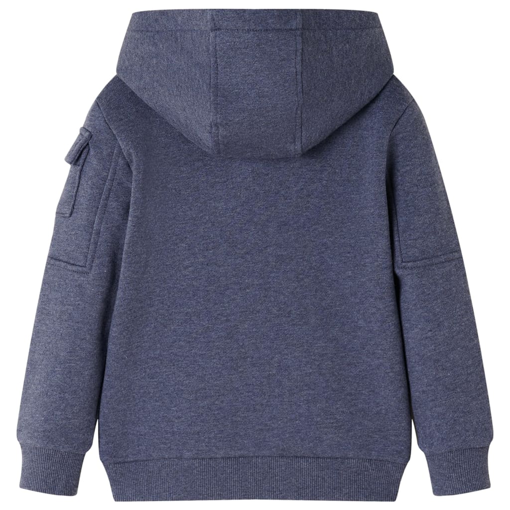 Sweat à capuche pour enfant taille 92 avec fermeture éclair bleu chiné - 92 (1 5-2 ans) - number 2.