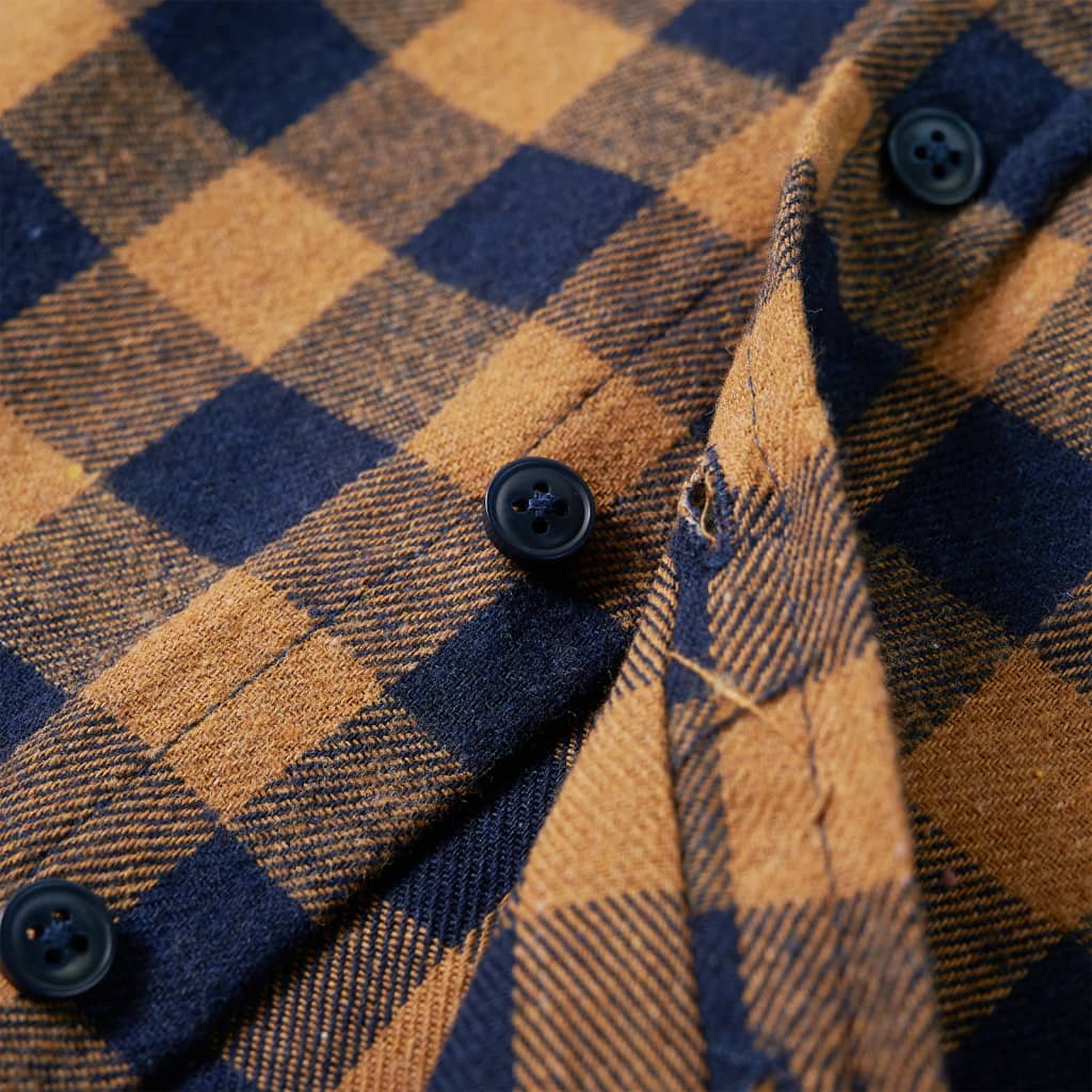 Chemise à carreaux pour enfant cognac et bleu taille 92 - 92 (1 5-2 ans) - number 6.