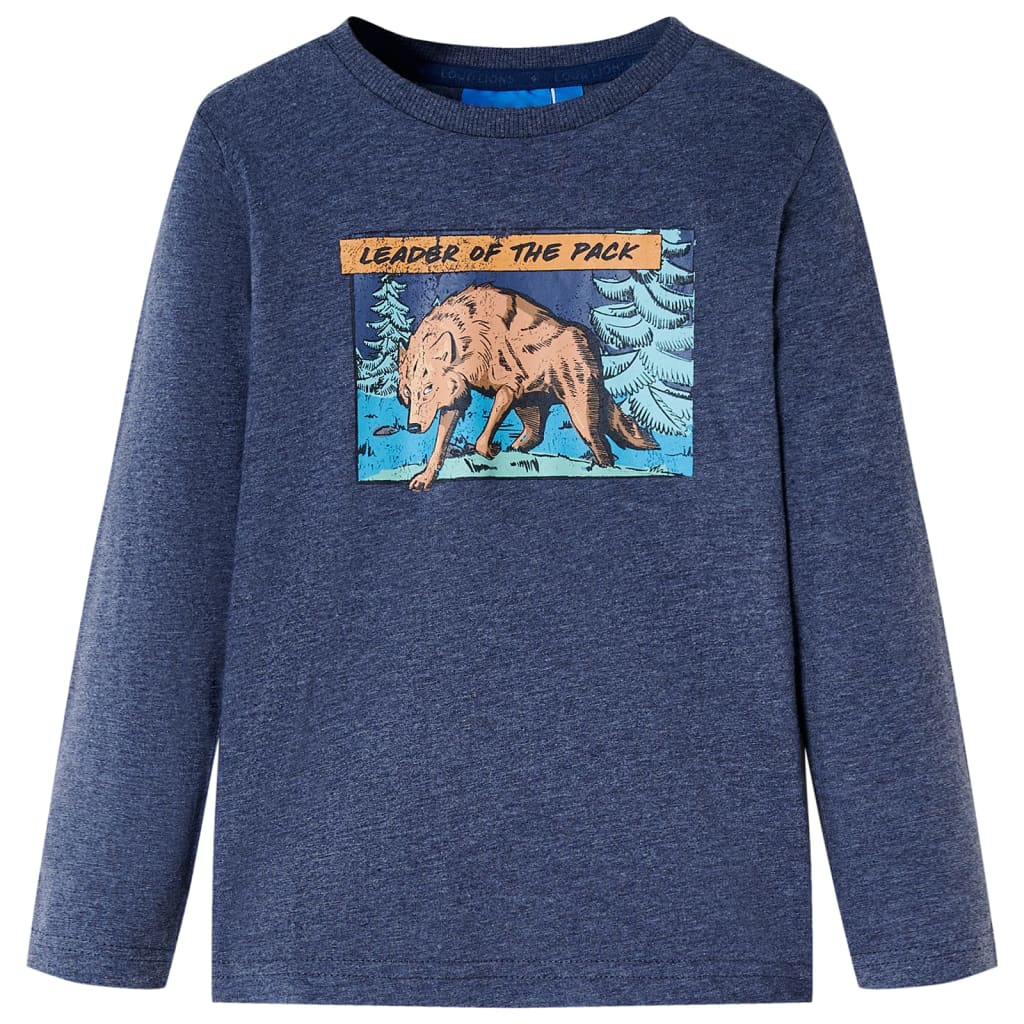 T-shirt à manches longues pour enfant taille 92 bleu foncé chiné - 92 (1 5-2 ans) - number 1.