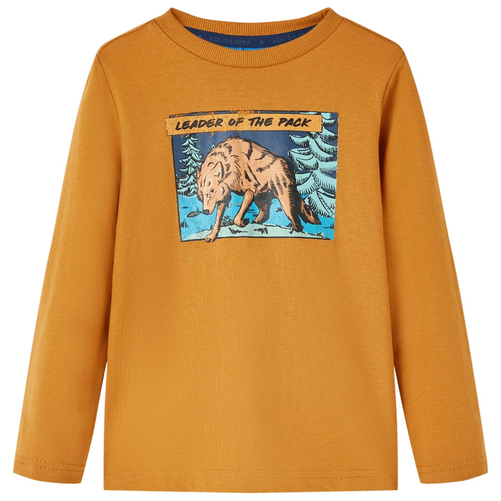T-shirt manches longues pour enfant taille 92 jaune ocre - 92 (1 5-2 ans) - number 1.