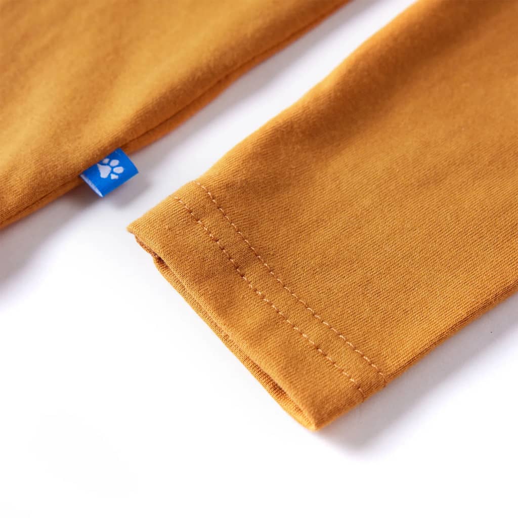 T-shirt manches longues pour enfant taille 92 jaune ocre - 92 (1 5-2 ans) - number 5.