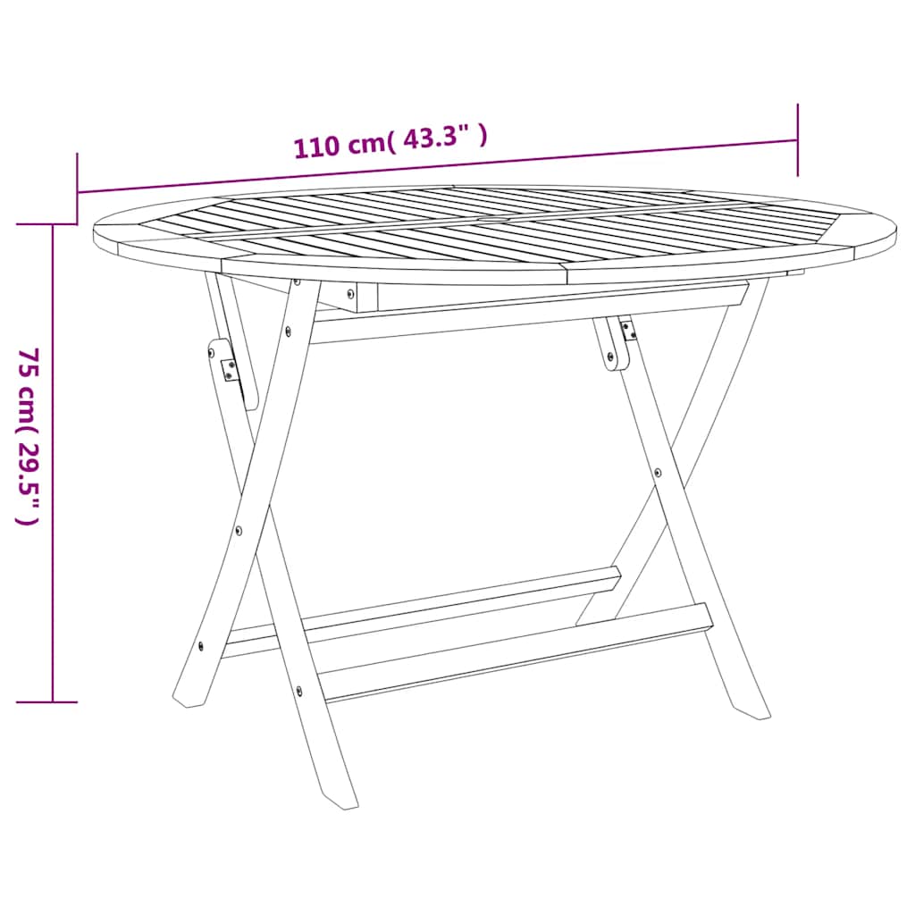 Blagovaonski stol set za vrtne dijelove masivna stabla akacije - bez naslona za ruke, okruglo, 5 - number 11.