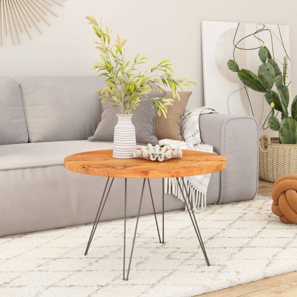 Bordplade ø80x2,5 cm rund massivt akacietræ - akacietræ (naturligt), 80 cm, 1, 25 mm - number 2.