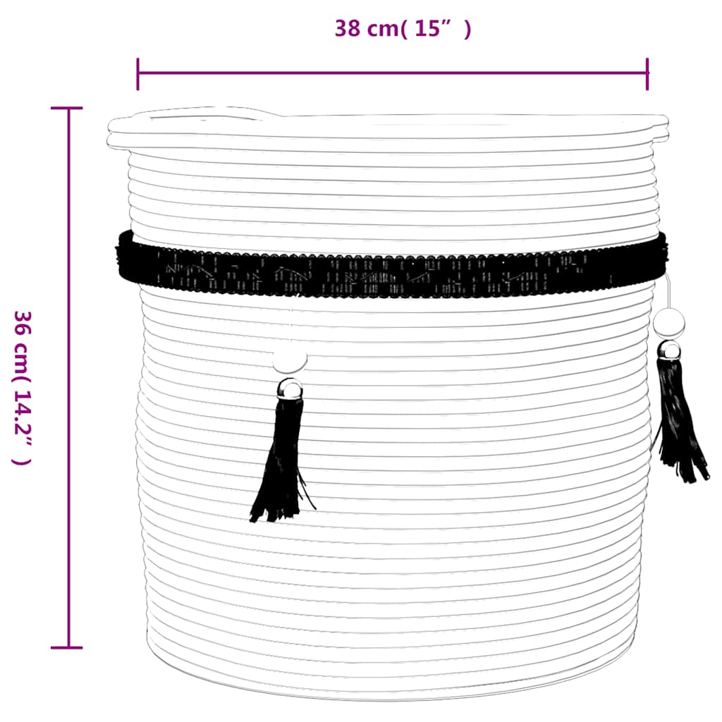 Storage basket ø38x36 cm cotton - white - number 9.