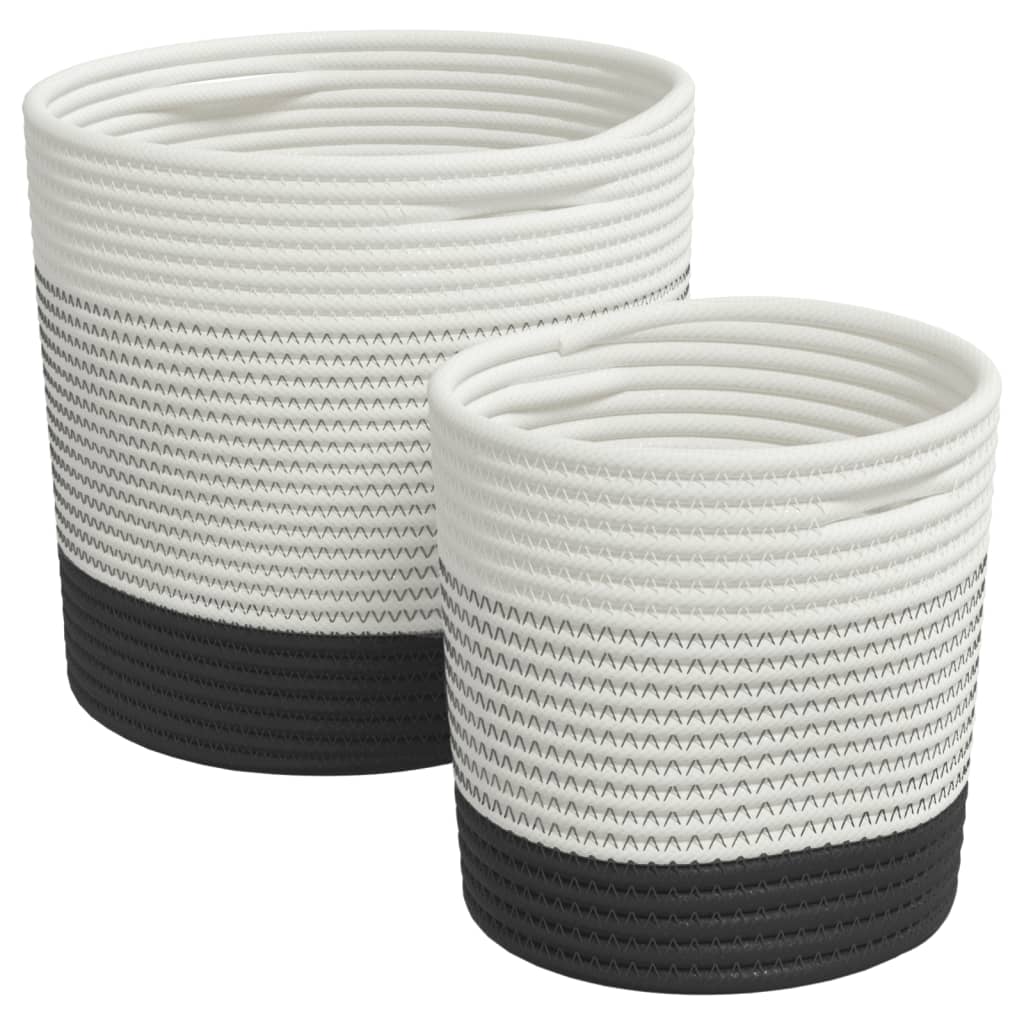 Storage basket 2 pcs. cotton white and black - number 2.