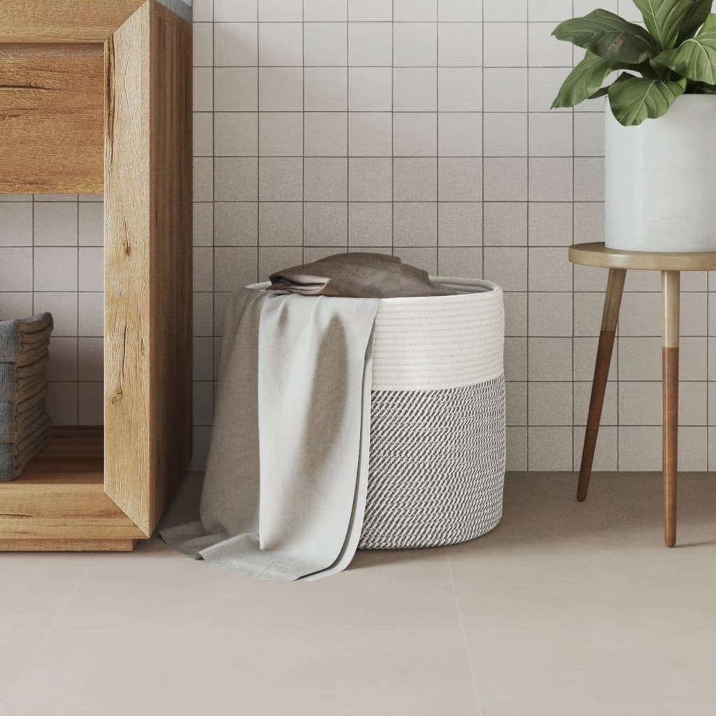 Storage basket ø40x35 cm cotton and white - gray and white, 40 x 35 cm - number 3.