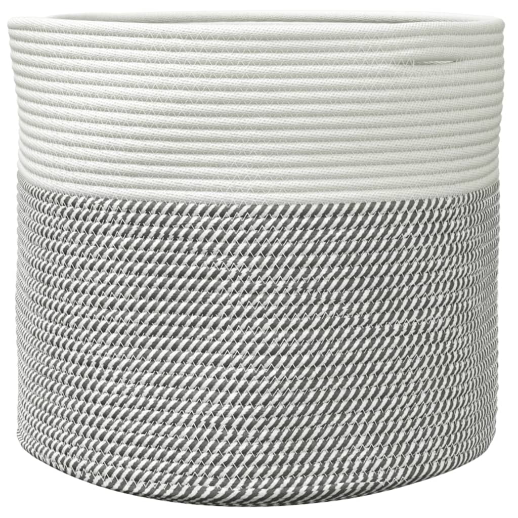 Storage basket ø40x35 cm cotton and white - gray and white, 40 x 35 cm - number 4.