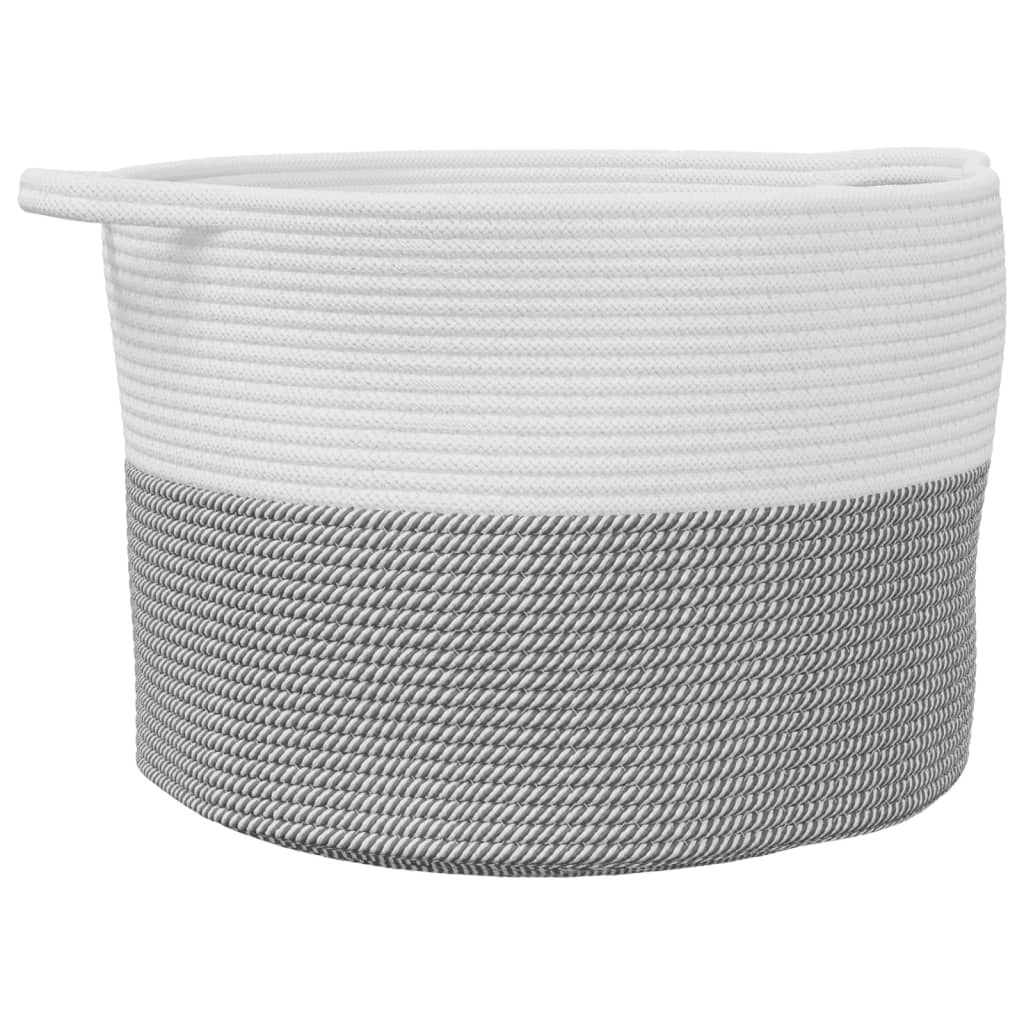 Laundry basket ø55x36 cm cotton and white - gray and white, 55 x 36 cm, 1 - number 2.