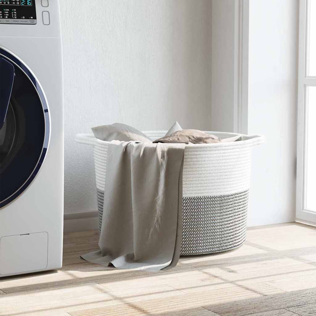 Laundry basket ø55x36 cm cotton and white - gray and white, 55 x 36 cm, 1 - number 3.