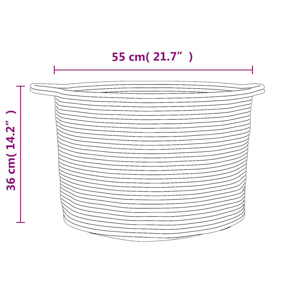 Laundry basket ø55x36 cm cotton and white - gray and white, 55 x 36 cm, 1 - number 9.