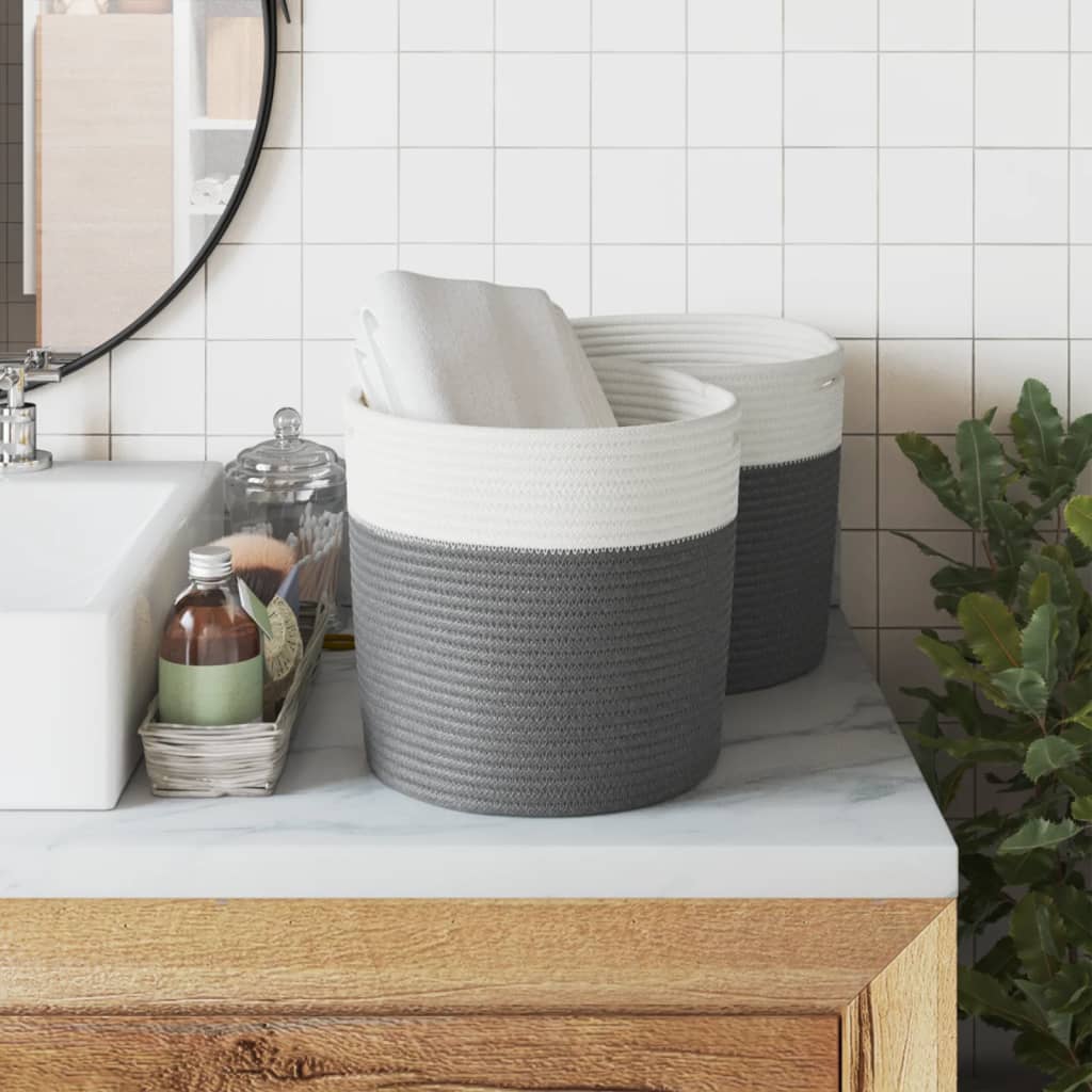 Storage basket 2 pcs. ø28x28 cm cotton - grey, 28 x 28 cm - number 3.
