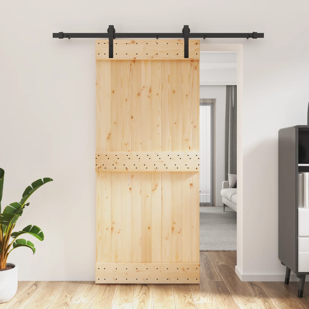 Skydedør med monteringssæt 90x210 cm massivt fyrretræ - ooo 37, ooo 38, ooo 39 - number 1.