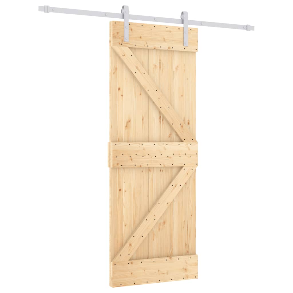 Skydedør med monteringssæt 80x210 cm massivt fyrretræ - 80 x 3 6 x 210 cm (b x d x h), hvid, 200 cm, 70-100 cm i bredden 35-45 mm i tykkelsen - number 2.