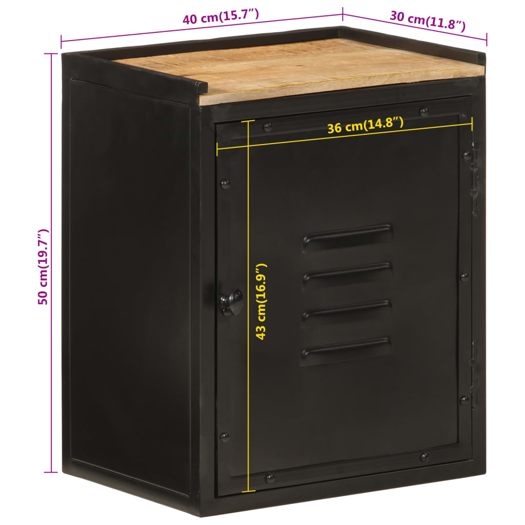 Badeværelsesskab 40x30x50 cm jern og massivt mangotræ - number 10.