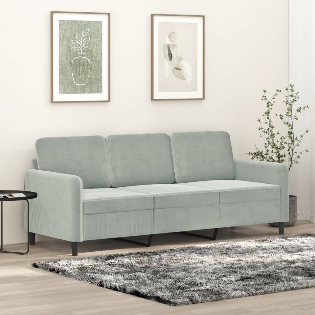 3 -person divano velluto - grigio chiaro, 180 cm - number 1.