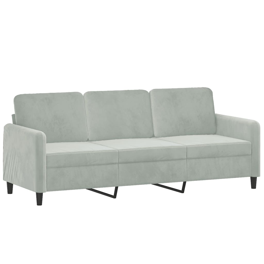 3 -person divano velluto - grigio chiaro, 180 cm - number 2.