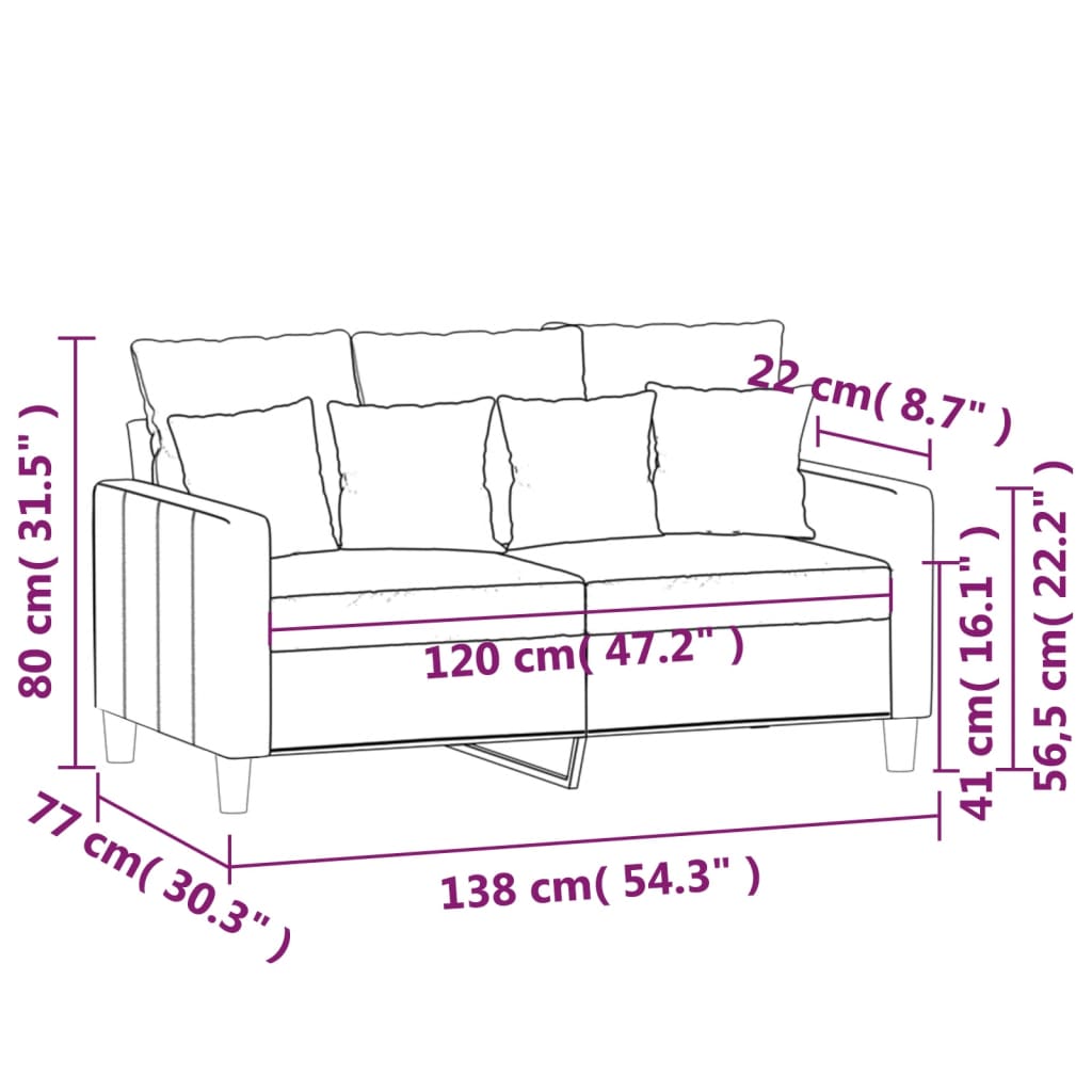 2-personers sofa fløjl - blå, 120 cm - number 8.