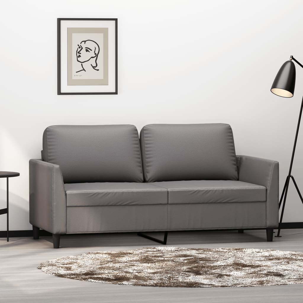2-personers sofa kunstlæder - grå, 140 cm - number 1.