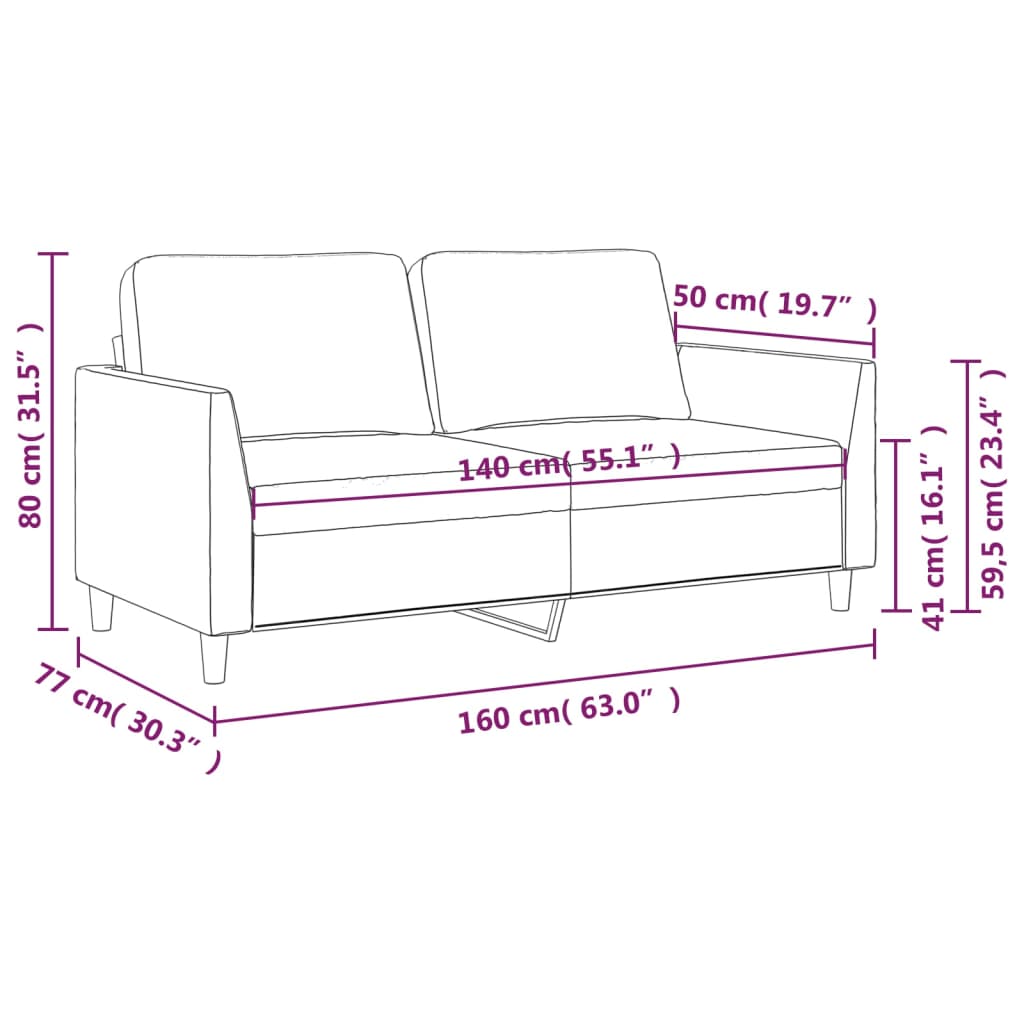 2-personers sofa kunstlæder - grå, 140 cm - number 8.