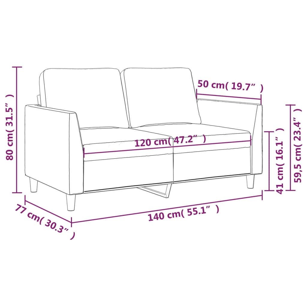 2-personers sofa kunstlæder - grå, 120 cm - number 8.
