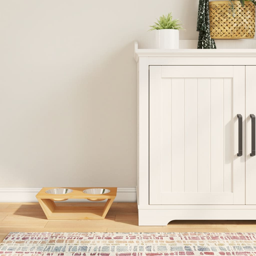 Gamelles surélevées pour chien 35,5x18x10,5 cm en bambou - number 1.