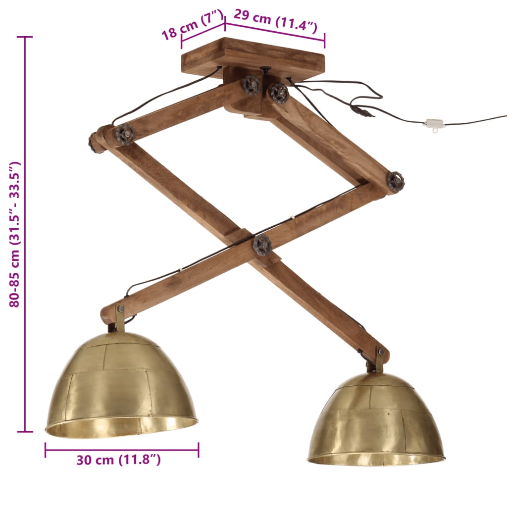 Ceiling lamp 29x18x85 cm 25 w e27 antique brass colour - number 8.