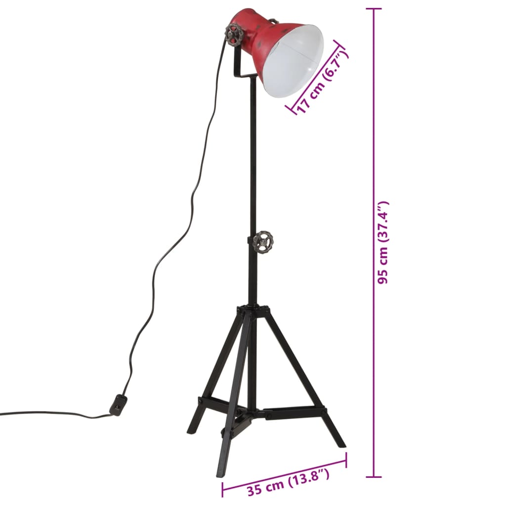Floor lamp 25 w 35x35x65/95 cm e27 rustic - red, 1 - number 11.