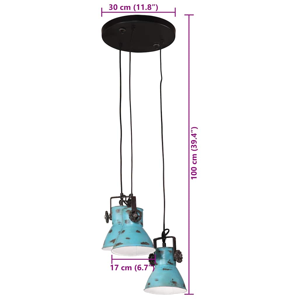 Pendant light 25 w 30x30x100 cm e27 rustic blue - number 9.