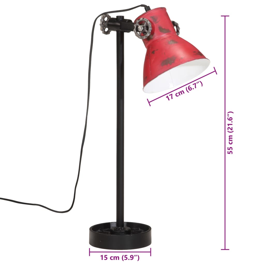 Lampe de bureau 25 w 15x15x55 cm e27 rustique rouge - number 11.