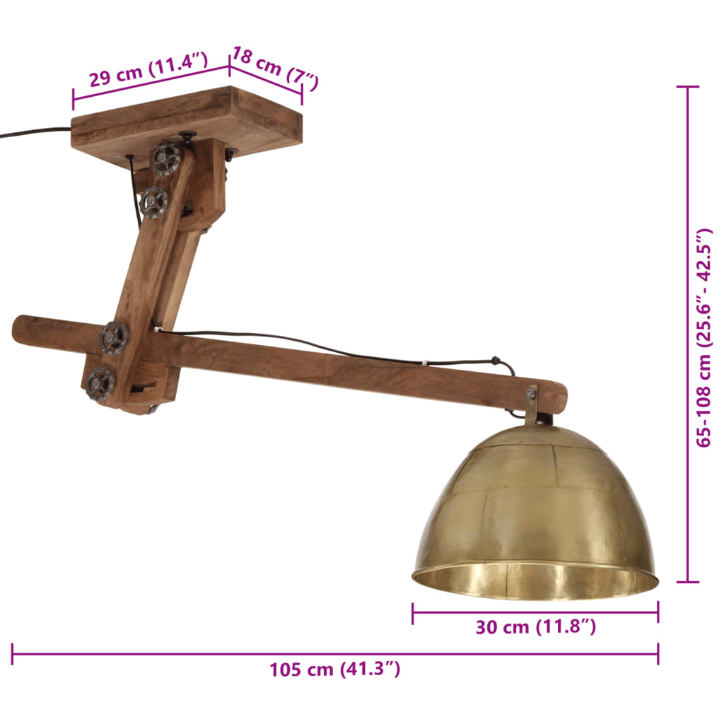 Ceiling lamp 105x30x65-108 cm 25 w e27 antique brass colour - number 8.
