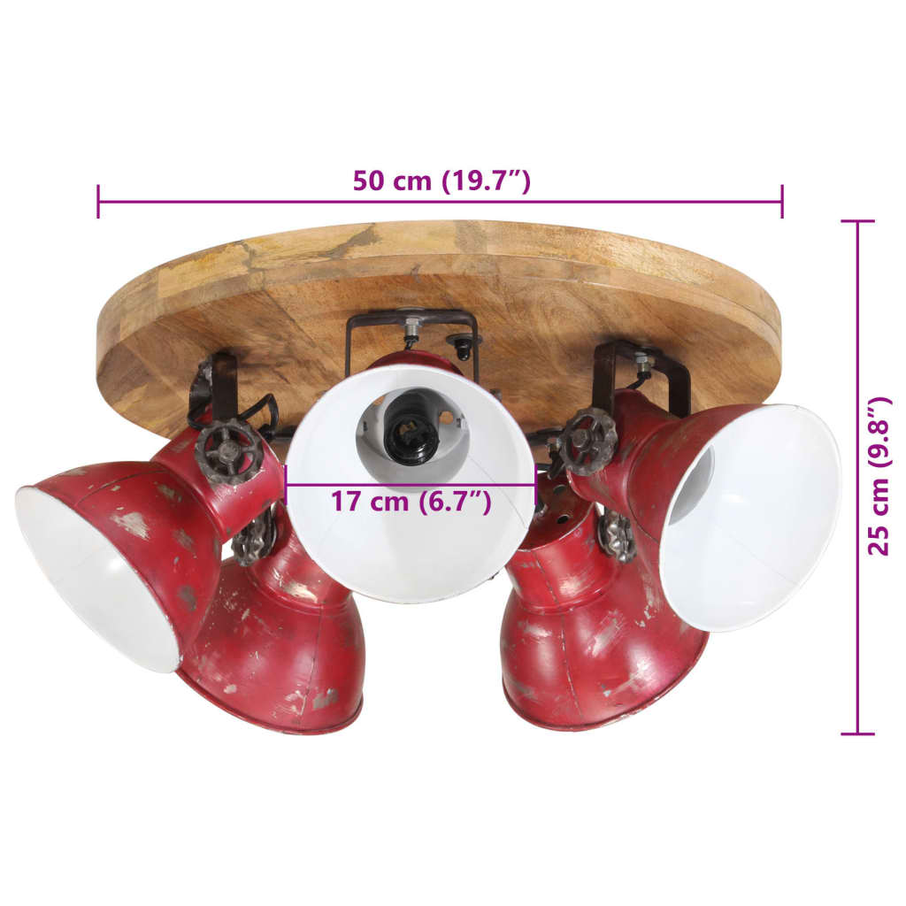 Plafonnier 25 w 50x50x25 cm e27 rustique rouge - number 8.