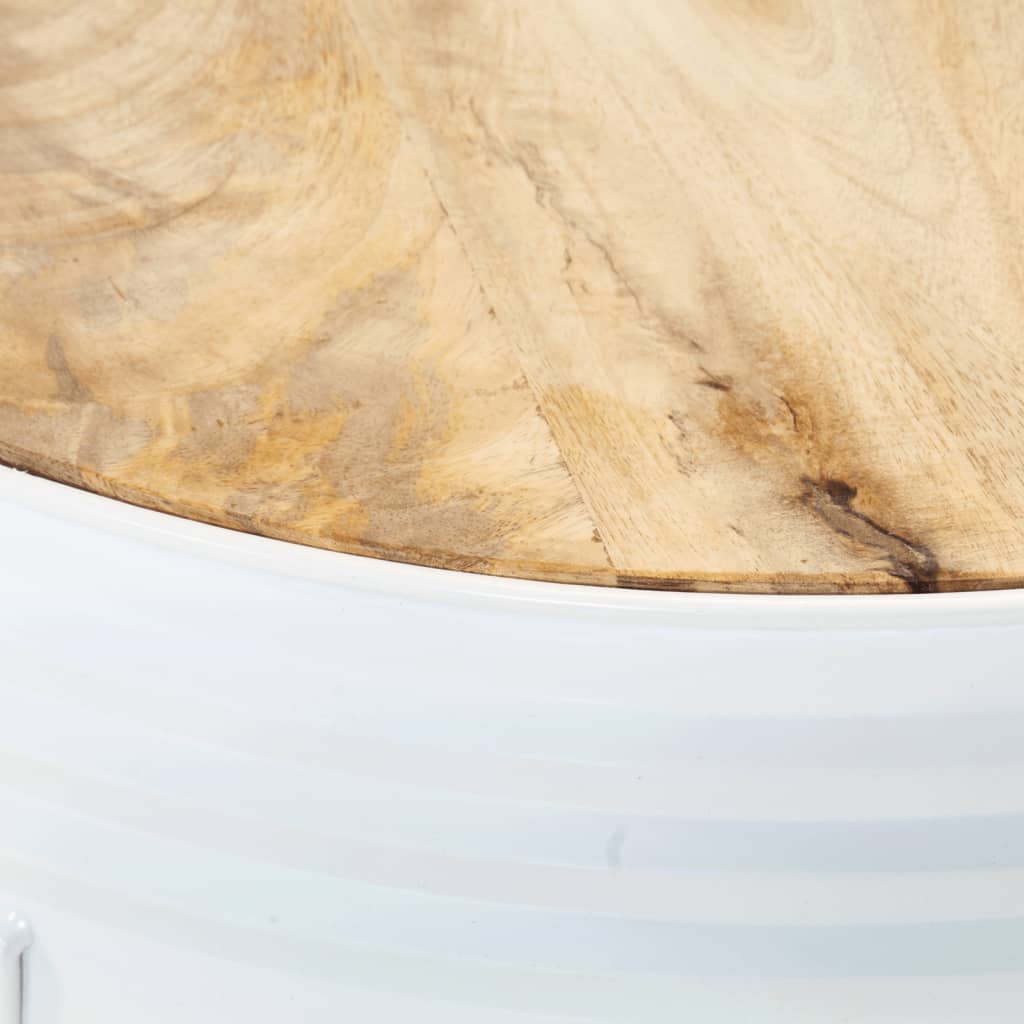 Barborde 3 stk. trommeformet massivt ru mangotræ - hvid - number 8.