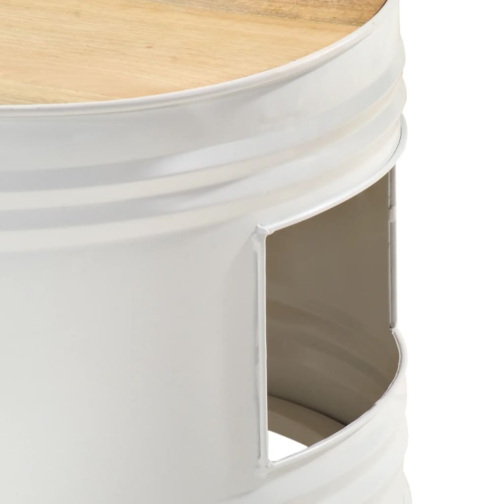 Barborde 3 stk. trommeformet massivt ru mangotræ - hvid - number 9.