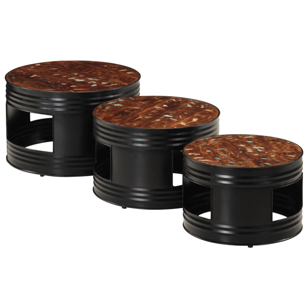 Barborde 3 stk. trommeformet massivt akacietræ - number 4.