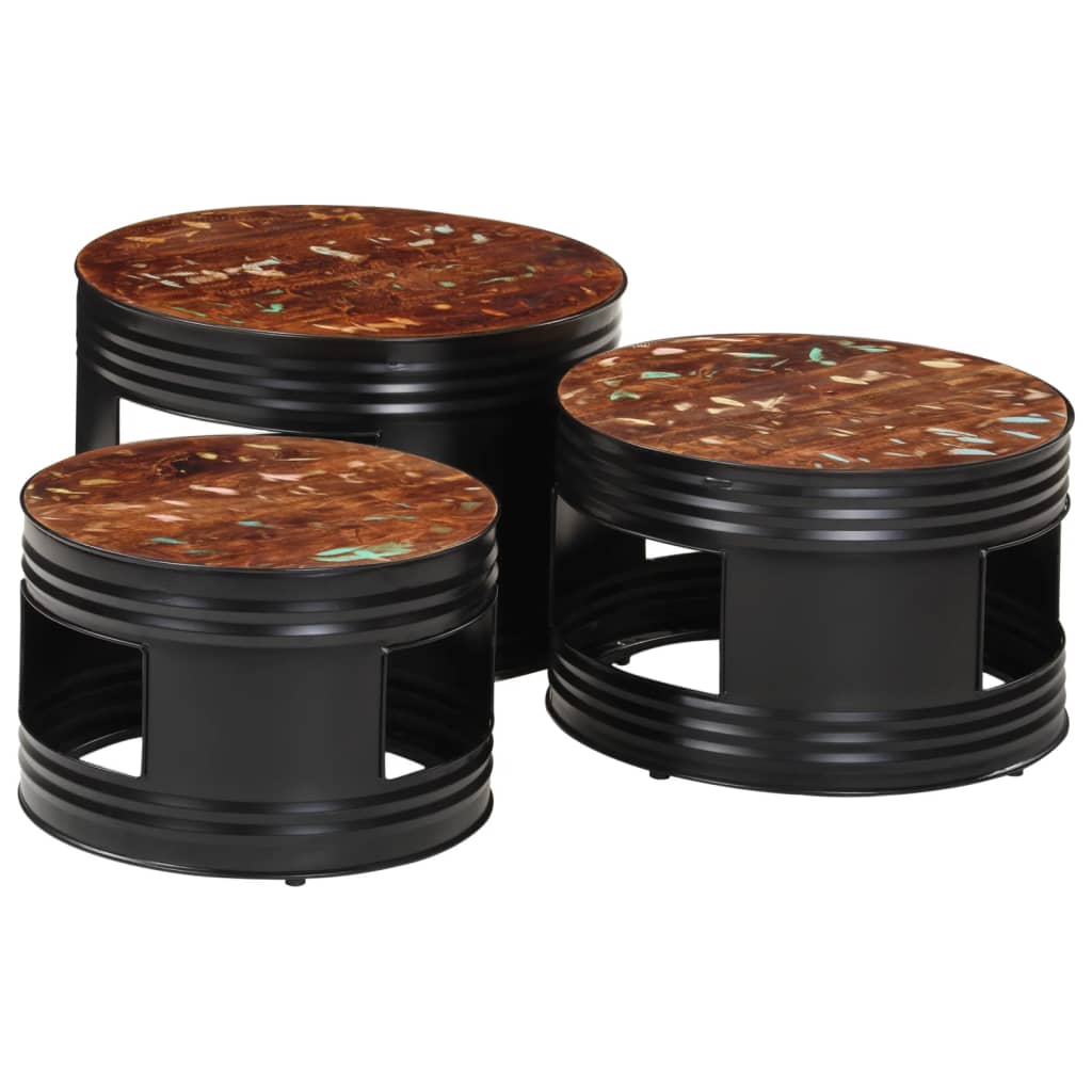 Barborde 3 stk. trommeformet massivt akacietræ - number 3.