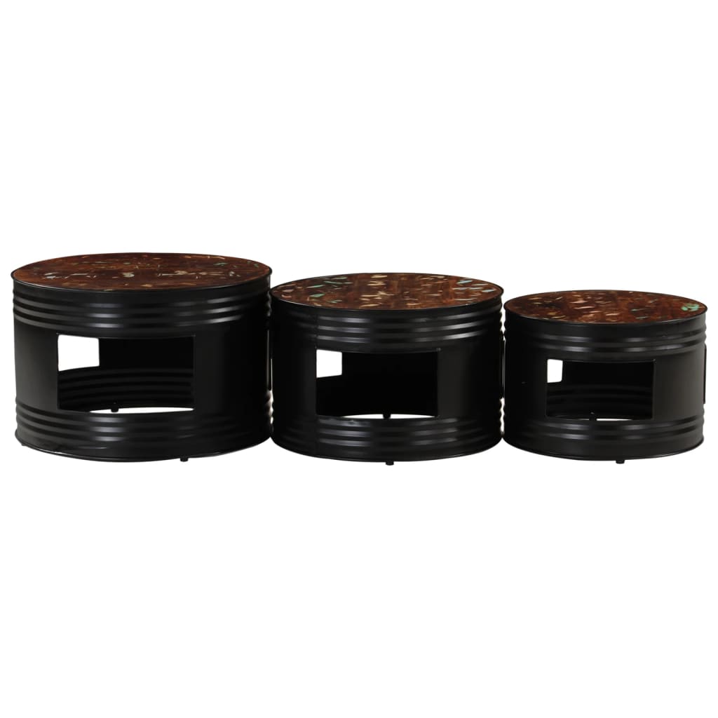 Barborde 3 stk. trommeformet massivt akacietræ - number 6.