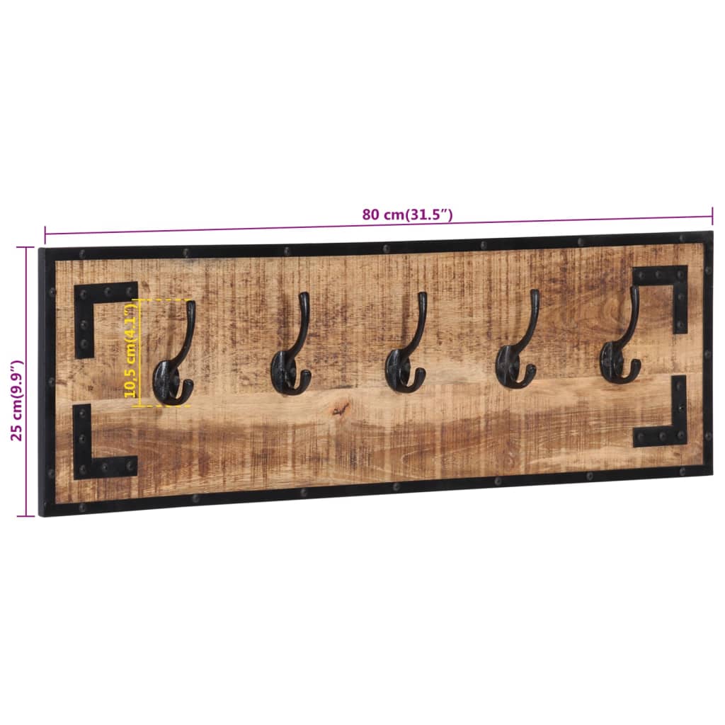 Portemanteaux 2 pcs. 80x8x25 cm bois de manguier massif brut - number 8.